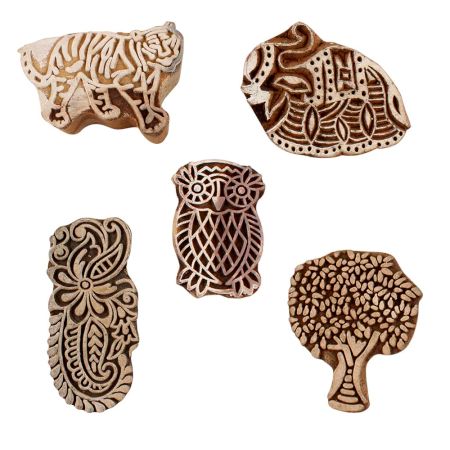 Set of 5 Piece New Mix Wooden Printing Blocks